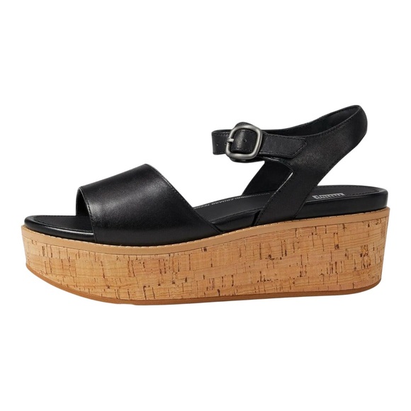 FitFlop Women's Eloise Cork-WRAP Leather Back-Strap Wedge Sandals Size 9 New - Picture 1 of 6